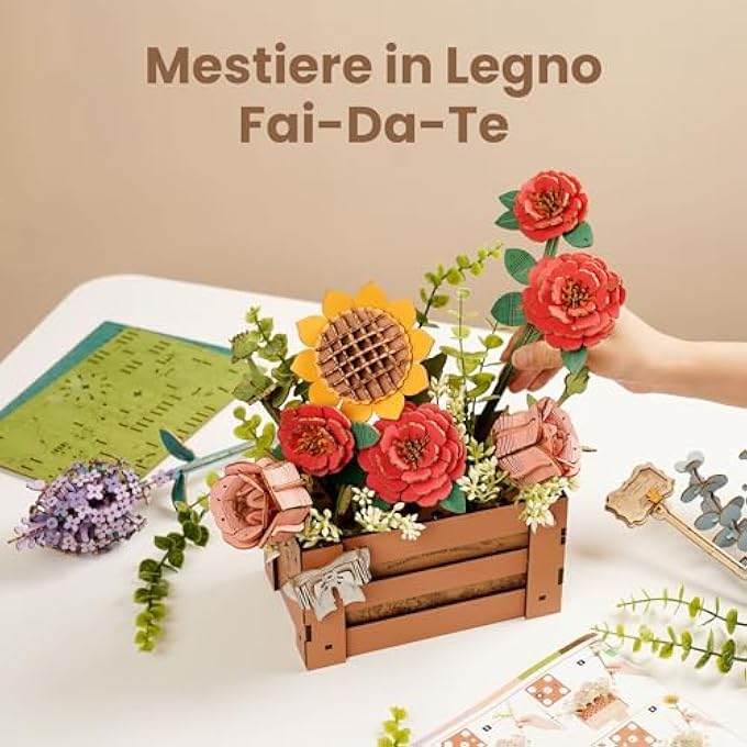 3D WOODEN PUZZLE FLOWERS WITH VASE GREAT FOR GIFTS HOME DECOR ARTIFICIAL FLOWER MODEL KITS FOR ADULTS KIDS TO BUILD CREATIVE CRAFT GIFTS FOR WOMEN IDEAL FOR CHRISMAS ANNIVERSARY BIRTHDAY - Image 3